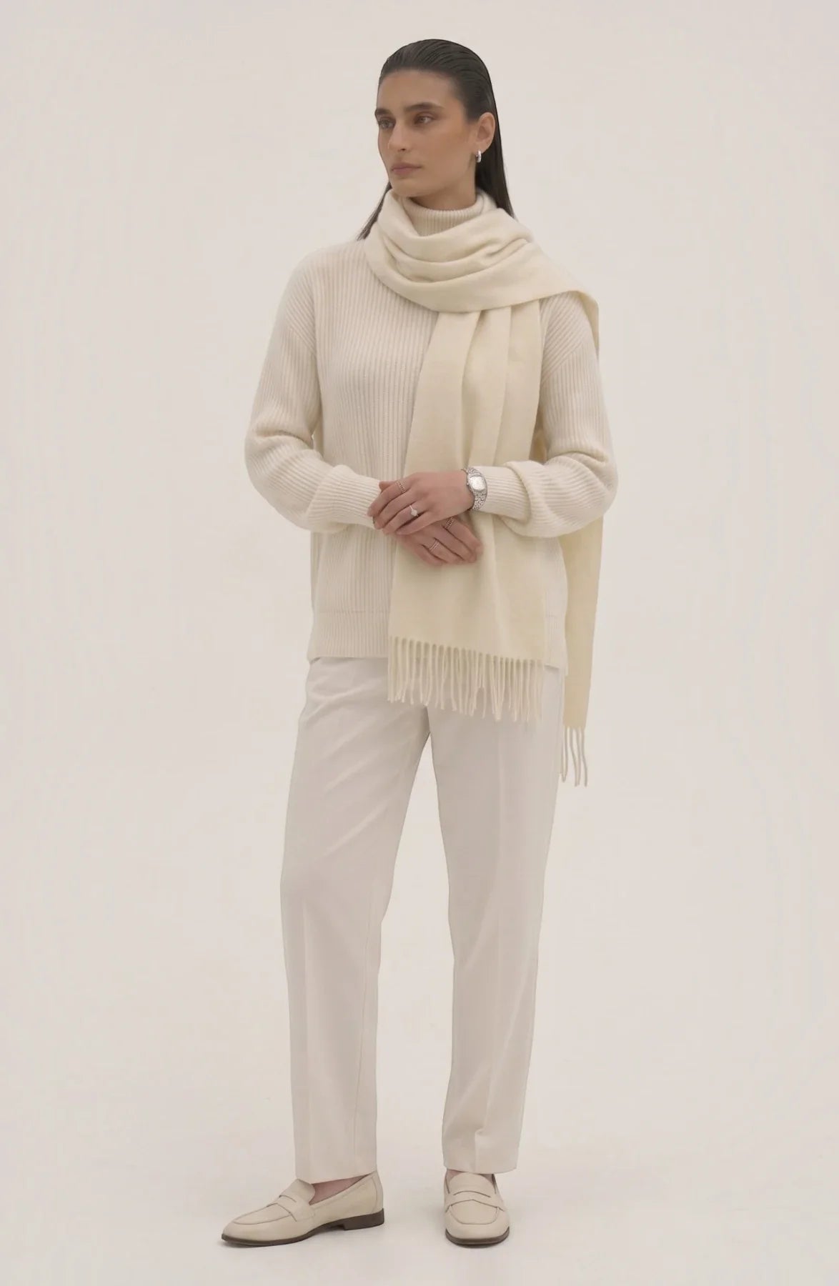 LORVENES Pure Wool Solid Scarf
