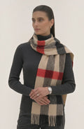 LORVENES Plaid Wool Tassel Scarf