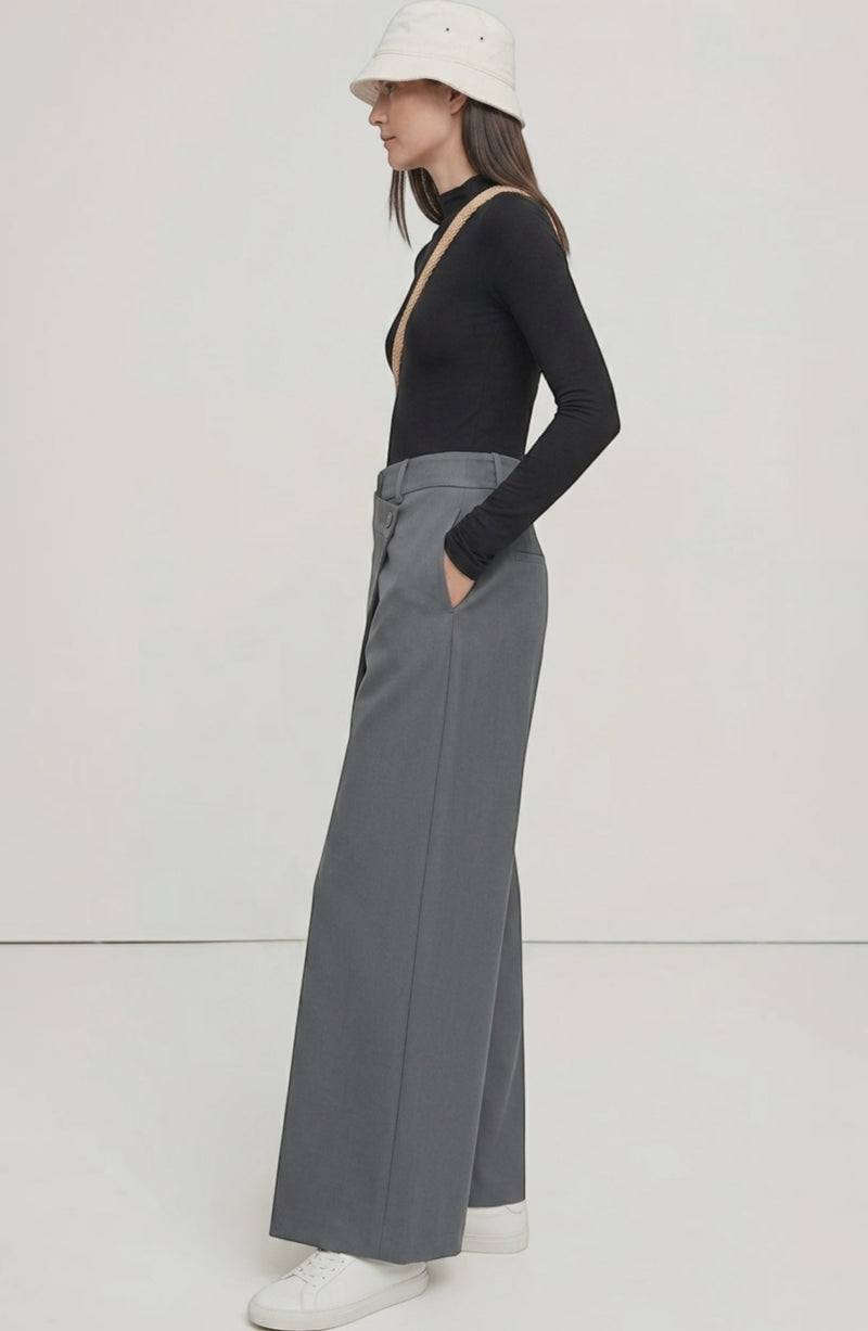 LORVENE Curve Form Pants displayed from a bottom right pose, showcasing the fit and design of the stylish pants.