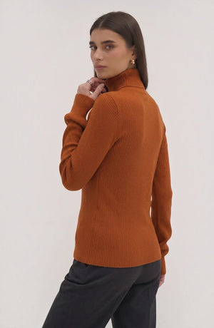LORVENE Pure Soft Polyester High Neck top in light color, featuring a high neckline and smooth fabric, displayed on a hanger.