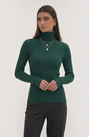 LORVENE pure soft polyester high neck top in a neutral color, featuring a sleek high neckline and smooth fabric.