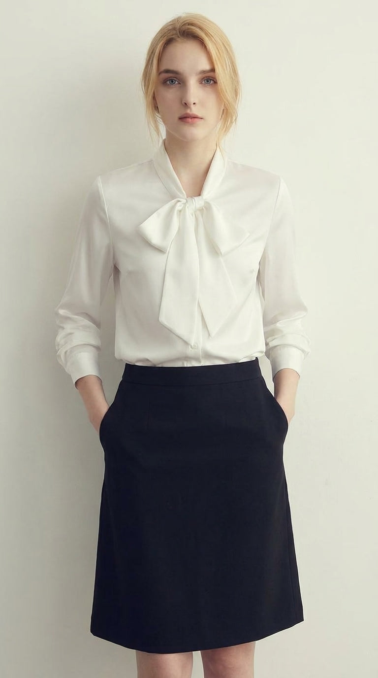 LORVENE double pocket shirt in light fabric, featuring two chest pockets and a classic collar, shown in a close-up view.
