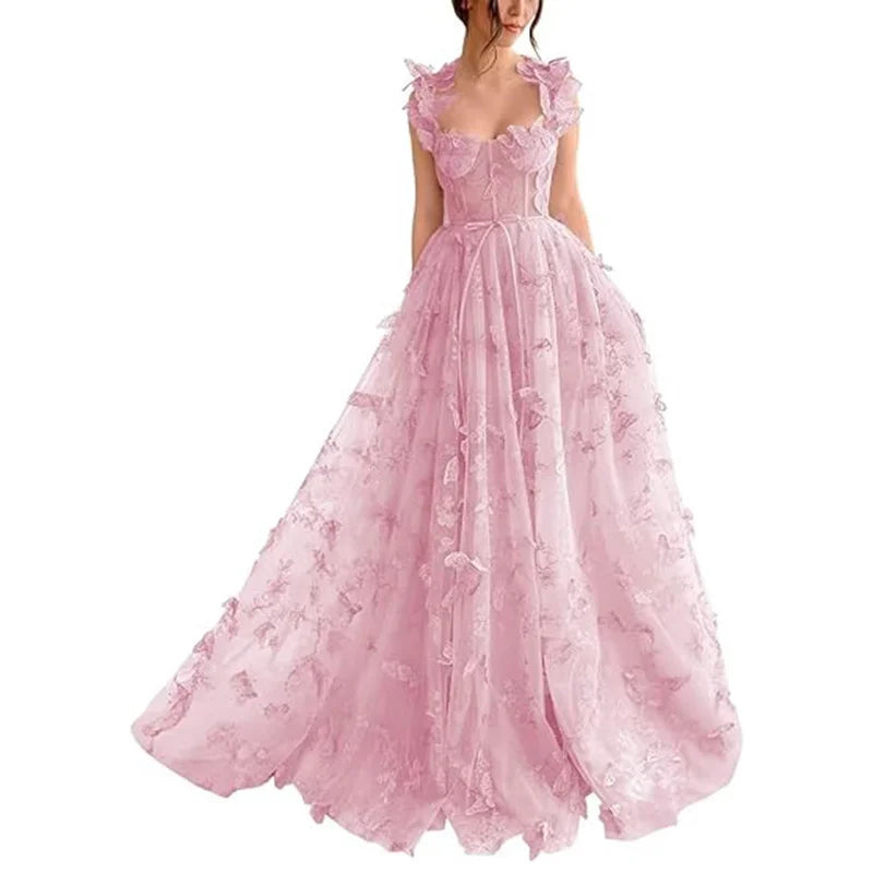 Elegant sleeveless maxi dress by LORVENES featuring a flowing fabric and a fitted waist, perfect for formal occasions.