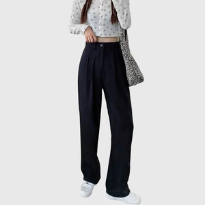 LORVENE Signature Grace Pants in stylish fabric, featuring a relaxed fit and tailored design, shown on a model.