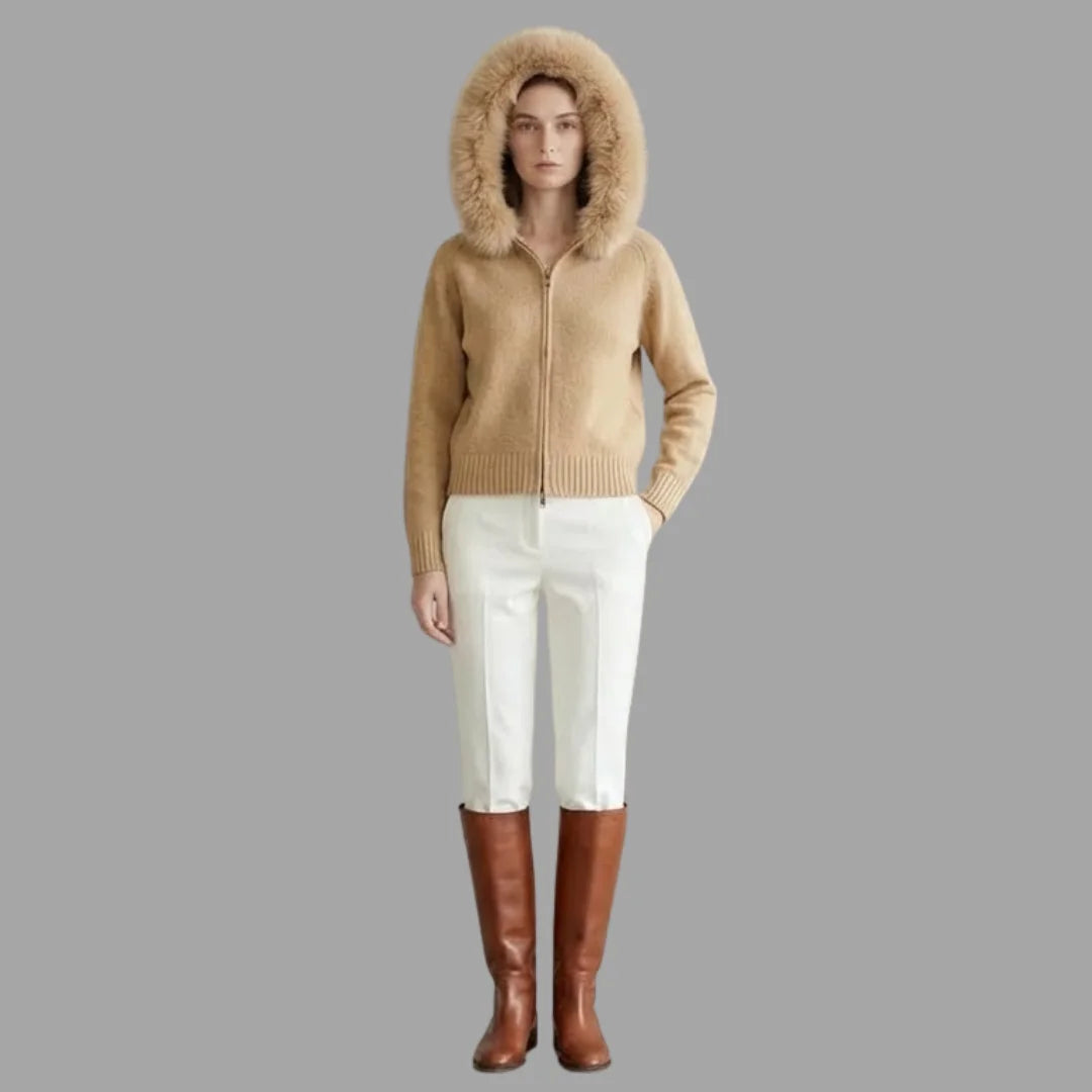 Elegant Draped Hooded Cardigan