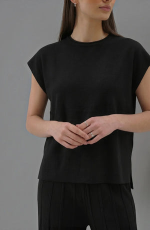 Korean chic temperament simple round neck loose bat sleeves sweater + high waist pleated casual wide leg pants suit