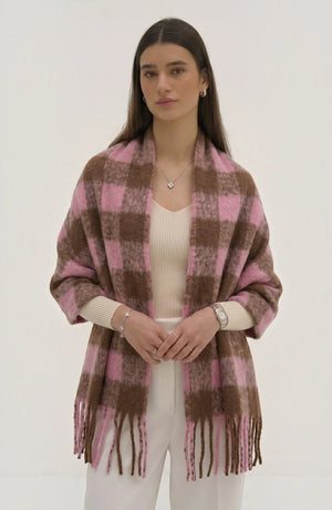LORVENE lightweight evening shawl draped over a mannequin, showcasing soft fabric and elegant design for formal occasions.