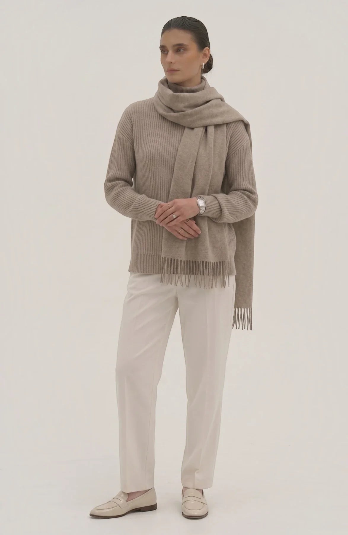 LORVENES Pure Wool Solid Scarf