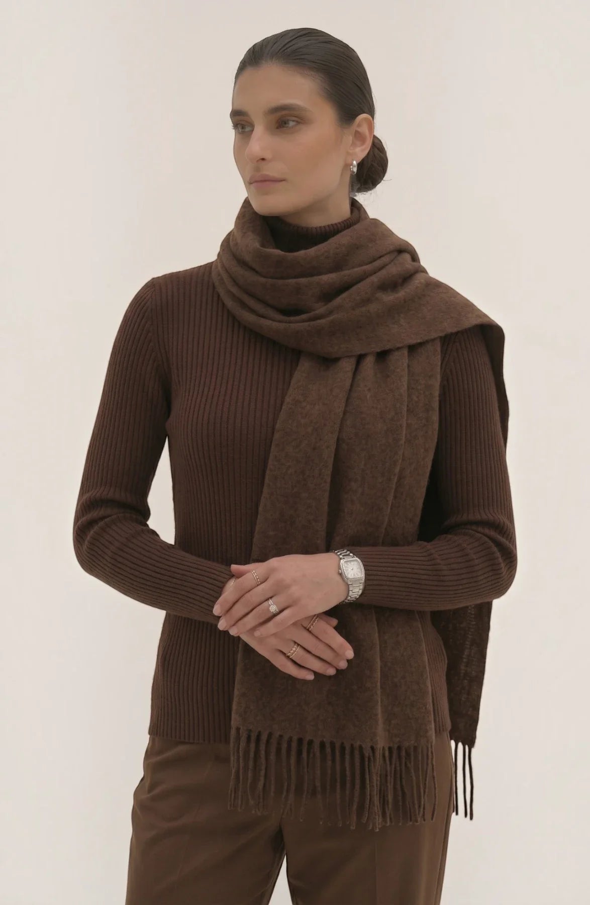 LORVENES Pure Wool Solid Scarf