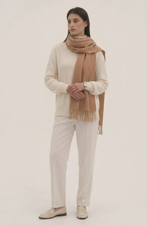 LORVENES Pure Wool Solid Scarf