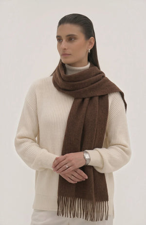 LORVENES Pure Wool Solid Scarf