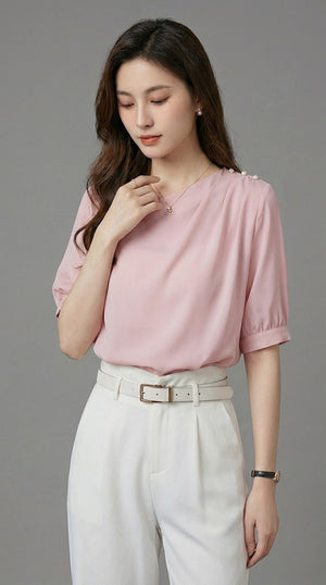 LORVENE chic blouse shirt showing a stylish, lightweight fabric with a classic collar and button-front design.