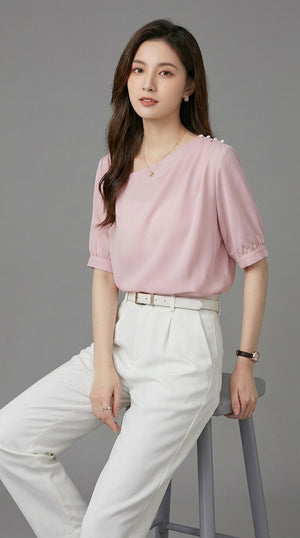 LORVENE chic blouse shirt with a stylish design, featuring a classic collar and button-front, perfect for casual or professional wear.
