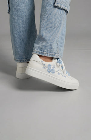 LORVENE Crystal Tone sneakers showing the back view with matching crystal accents and stylish design.