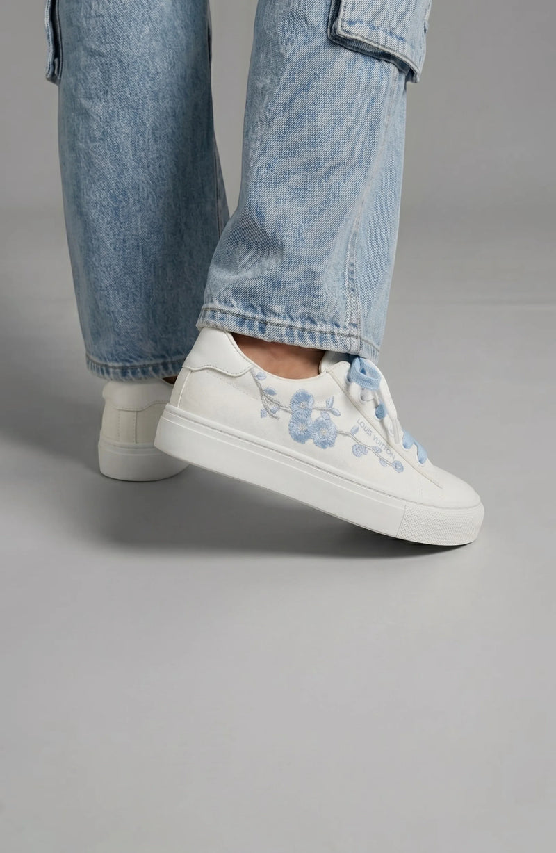 LORVENE Crystal Tone sneakers showing the back view with matching crystal accents and stylish design.